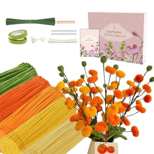 balinging 500pcs Pipe Cleaners Craft for Flowers,Chenille Stems for DIY Flower Making Kit,Pipe Cleaners Projects Creative for DIY Art and Craft,Ideal for Holiday Decoration(Pumpkin) - color: Pumpkin
