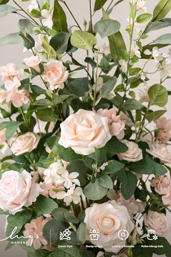 Ling's moment 36" Tall Ground Flowers for Wedding Decor, 2pcs Free Standing Artificial Flowers Arrangements, Aisle Chair Backdrop Decoration for Garden Arch Entryway Ceremony Reception, Blush & Cream - color: Pk-blush & Cream
