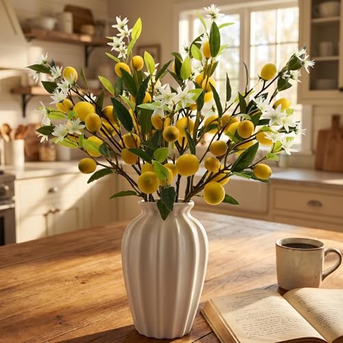 5pcs Artificial Lemon Little Fruit.24 Inch Lifelike artificial plants indoor.lemon tree artificial.artificial fruits for decoration.outdoor artificial plants.Used For Homes.Offices. Festivals.Flowers - size: 24inch