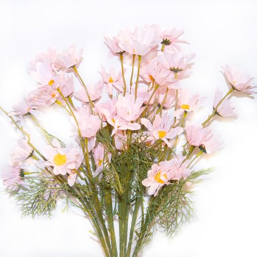 Artificial Flowers Pink Artificial Daisy Flowers, 10 Pcs Wild Flower Artificial Daisies with Stems, 20.8 Inch Silk Flowers Bulk Faux Daisy Flowers for Home Kitchen, Party Decor, Garden Balcony - color: Pink