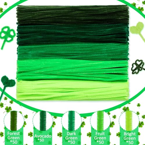 Peryiter 371 Pcs Pipe Cleaners Flowers Kit, Pipe Cleaners Chenille Stems Bulk with Floral Wire Gardening Tape Stamen, Fluffy Limpiapipas para Flores for DIY Mother's Day Decor(Green) - color: Green