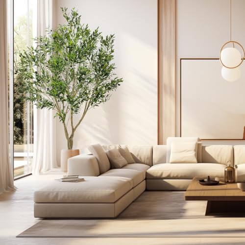 8ft Tall Artificial Olive Potted Tree | Foliage: Designed with lush natural leaves and realistic olive fruits, crafted from premium silk material - size: 8ft 2in