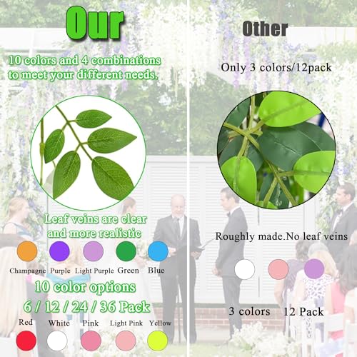 Artificial Wisteria Hanging Flowers Fake Wisteria Flower Garland Silk Vines Rattan Decor for Home Wedding Arch Wall Garden Greenery Bedroom Outdoor Office Party Decoration (36, Red) - color: Red