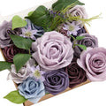 Ling's moment Fake Flowers Box, Faux Artificial Greenery Stems Foam Roses Gardenias Silk Hydrangea Ranunculus Fabic Flower for Centerpieces Bouquet Wedding Vase, Sage Purple & Provence, Deluxe Combo - color: Sage Purple & Provence