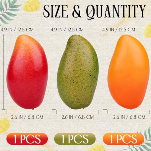 Gresorth 3pcs Artificial Lifelike Mango Decoration Fake Fruit Home Party Kitchen Table Food Show - color: Mango