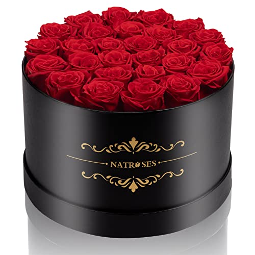NATROSES Gifts for Her 27 Piece Forever Preserved Roses in a Box, Preserved Flowers for Delivery Birthday, Flowers Gifts for Mothers Day, Red - color: Red, size: 27 Roses