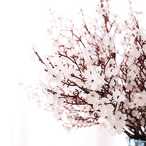 6PCS Artificial Baby Breath Flowers Fake Silk Real Touch DIY Floral Bouquets Decor Wedding Party Decoration Arrangements(White) - color: White
