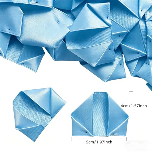 300Pieces Premade Satin Ribbon Rose Petals Half-Finished for Eternal Rose DIY Ramos Forever Flowers Bouquets Everlasting Floral,for Wedding,Anniversary,Engagment (300 Pcs Blue) - color: 300 Pcs Blue