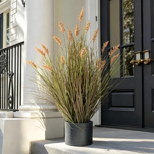 Faux Plastic plantas Synthetic Pampas Grass Indoor Outdoor Realistic Floor Plants pet Friendly Fake Grass for Home Office Wedding para Patio Front Artificial Grass Decor Housewarming Gift - color: 19 Heads, size: 3FT