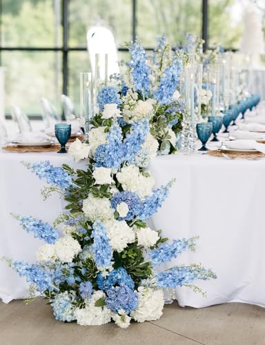 IPOPU Delphinium Artificial Flowers 6pcs 34.60'' Artificial Blue Flowers Faux Larkspur Blue Silk Flowers Fake Snapdragon Long Stem Tall Flowers for Floor Vase Home Decor Centerpieces (Sky Blue) - color: Sky Blue