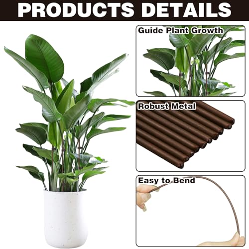 10Pcs Plant Support Stakes with 15Pcs Plant Clips, 15.75inch Tall Bendable Single Stem Sticks Orchid Clips Brown Helps Growth for Indoor Outdoor Flowers Rose Amaryllis - color: 25pcs