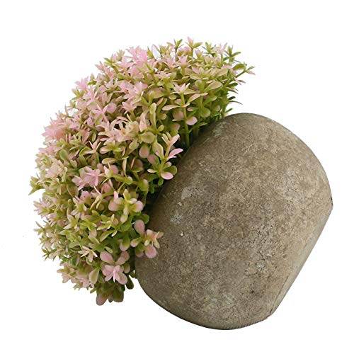 Ogrmar Mini Plastic Artificial Plants Grass in Pot/Small Artificial Faux Greenery/Mini Plants Topiary Shrubs Fake Plants for Bathroom, House Decorations (Pink) - color: Pink