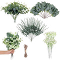 100 Pcs 4 Kinds Artificial Eucalyptus Greenery Stems Bulk | Fake Silver Dollar Leaves with Babys Breath Greenery, Faux Plants for Centerpieces Wedding Bouquet DIY Home Decor - size: 100 PCS