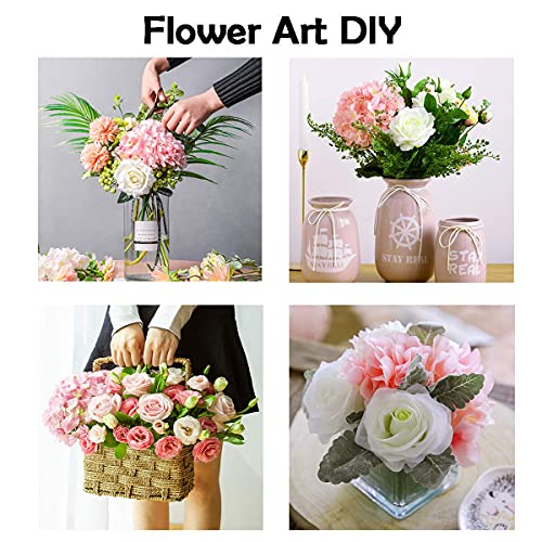 Pack of 5 Artificial Fake Flowers Plants Silk Hydrangea Arrangements Wedding Bouquets Decorations Plastic Floral Table Centerpieces Home Kitchen Garden Party Festival Bar(Pink) - color: Pink