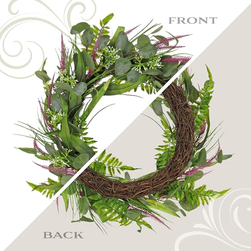 National Tree Company 22 Inch Artificial Wreath with Lavender and Eucalyptus Leaves, Realistic Floral Decoration for Front Door or Indoor Décor