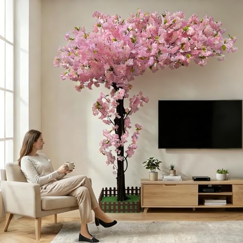 Pink Artificial Cherry Blossom Wedding Trees 6.6ft, Large Indoor Outdoor Faux Cherry Tree, Flowering Tree for Wedding Party Decorations Backdrop Garden Ceremony - color: Pink, size: 6ft 7in