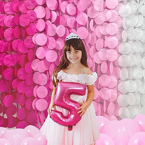 205Ft Hot Pink Party Decorations Big Polka Dots Backdrop Garland Rose Pink Circle Dots Tissue Paper Hanging Curtain Streamer for Bachelorette Birthday Bridal Shower Wedding Engagement Party Supplies - color: Gradient Pink