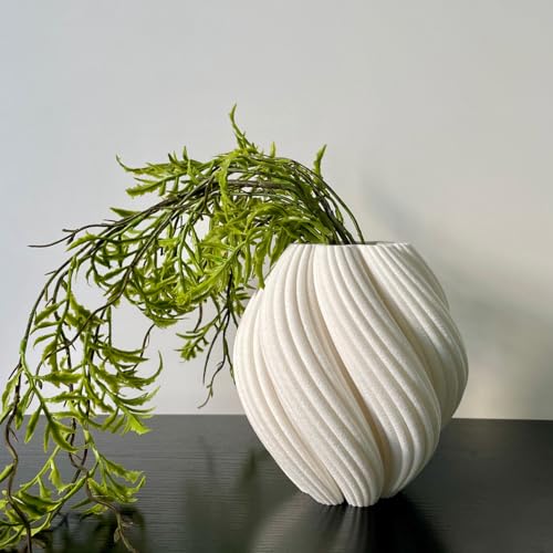 White Minimalist Small Vase, Flower Holders for Pampas Grass Decor, Coffee Table & Shelf Decor, Aesthetic Vases for Flower Bouquet, Trendy Home Decor, Entryway & Modern Floreros (Tulips Vase) - color: Tulips Vase