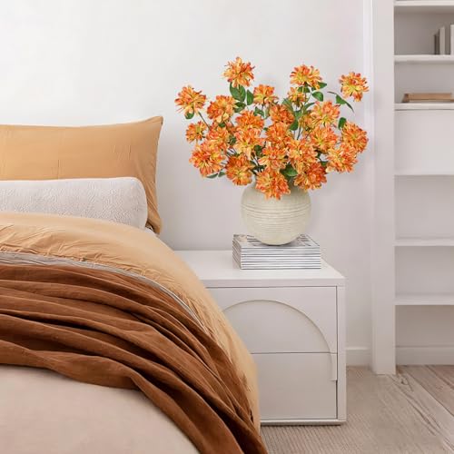 5 Pcs Artificial Silk Rosa Banksiae Flowers - 27" Long Stem | Realistic Faux Floral, DIY Arrangement Fake Flower for Wedding Centerpiece Home Party Indoor Vase Decor - color: Orange Yellow