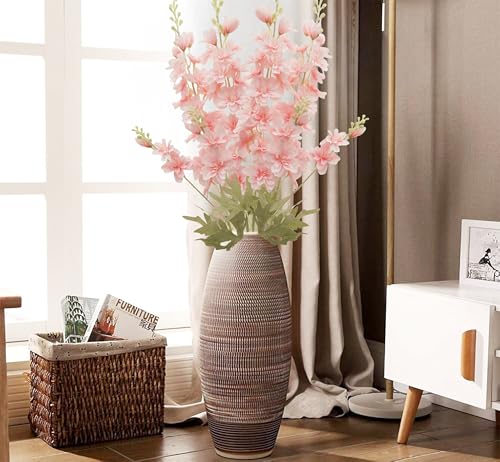 FERIAL 4pcs Artificial Delphinium Faux Pink - color: Pink