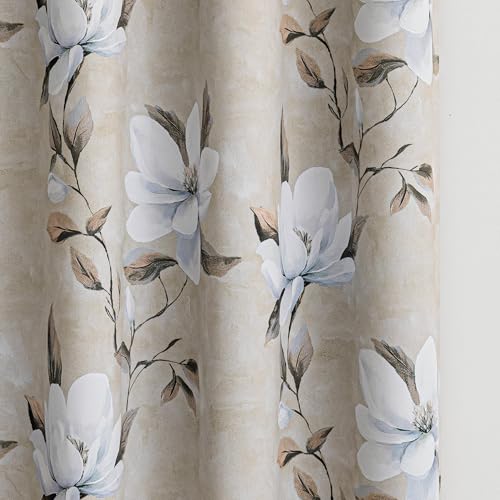MYSKY HOME Floral 95% Blackout Curtains 72 Inches Long 2 Panels Set Thermal Insulated Black Out Flower Pattern Printed Drapes Grommet Top for Living Room Bedroom, 52" W Each Panel, Khaki - color: Khaki, size: 52"W x 72"L (Pack of 2)