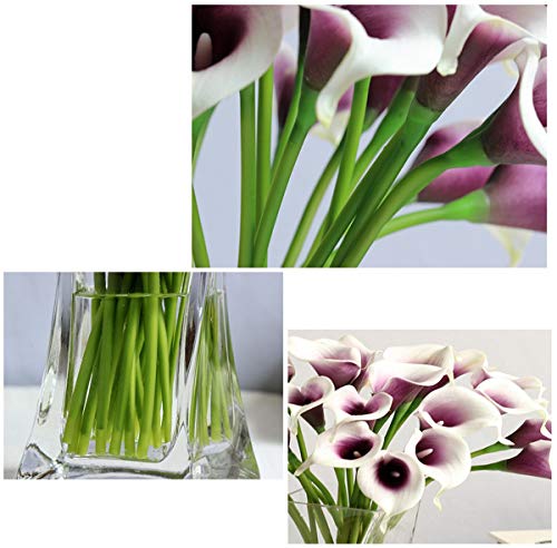 15pcs Artificial Flower Calla Lilies with Babys Breath 14" Mix Purple Flowers Bulk, Real Touch Plastic Flower for Wedding Bridal Bouquet Centerpiece,Spring Mother's Day Easter Home Decor