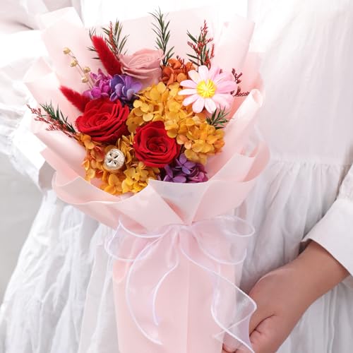 Lovenfold Flowers for Delivery,Preserved Flowers Bouquets,Red Rose Bouquets that Last 1-3 Years,Birthday Flowers Gifts for Women Mom Grandma Wife Friends - color: Red