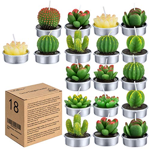 Cactus Tealight Candles(18 Pcs), Artificial Succulents Decorative Tea Light Candles,Perfect for Birthday Wedding Party Home Decor - color: 18 Pcs Cactus Candles