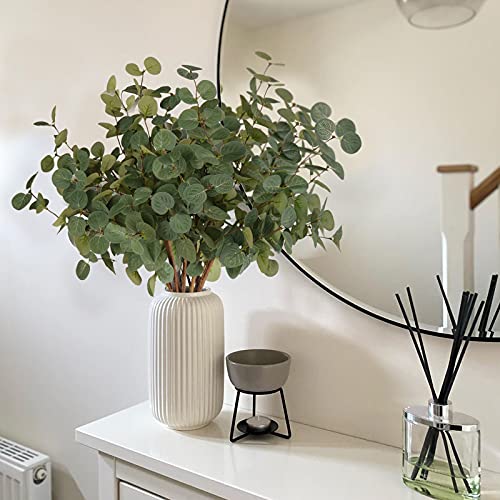 Beferr 6Pcs Artificial Eucalyptus Stems Greenery Stems 24" Tall Fake Plants Decor Faux Floral Stems for Vase Home Party Wedding Decorations - color: Green Eucalyptus