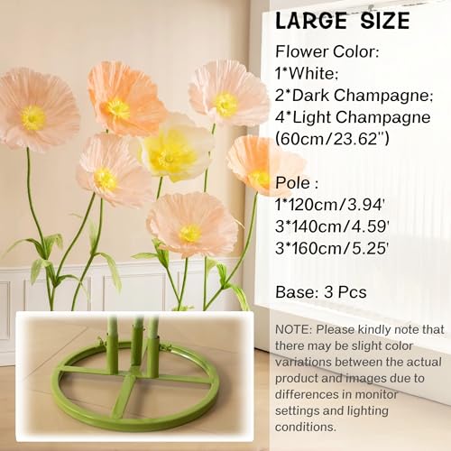 Large Paper Artificial Flowers, 7 Pcs/Set Giant Flowers for Decoration, Giant Paper Flowers for Wedding Birthday Party Banquet, Mother's Day Backdrop Decor, Photography Props, Shop Window - size: 7 Pcs/Set - Fiber Cloth