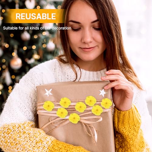 Artificial Cherry Blossom Flower Heads, 100 Pcs Fake Silk Sakura Floral Heads for Bridal Hair Clips Headbands Dress DIY Accessories Wedding Party Supply Table Decorative, Yellow - color: Yellow