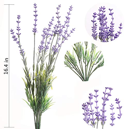 Artificial Lavender Flowers with Silk Flocked Fake Lavender Plant for Wedding Home Table Centerpiece Decor-Pack of 4
