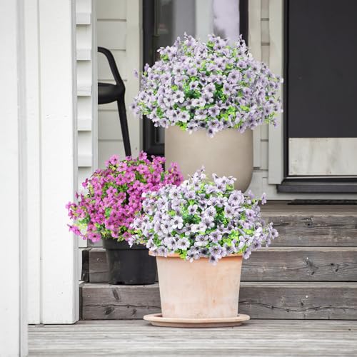 ATTGREAT Artificial Flowers Outdoors Faux Plants UV Resistant Fake Flowers Daisy 12 Bundles Plastic Greenery Plnats Outside for Garden Planter Patio Porch Spring Summer Home Home Decor, White - color: White, size: 12PCS