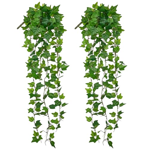 Hollyone 2pcs Artificial Hanging Plants 31" Fake Ivy Vine Faux Ivy Leaves Hanging Plant Greenery for Wall House Room Patio Indoor Outdoor Home Shelf Office Wedding Decor - color: Ivy-style 2, size: Small Ivy-2 Pack