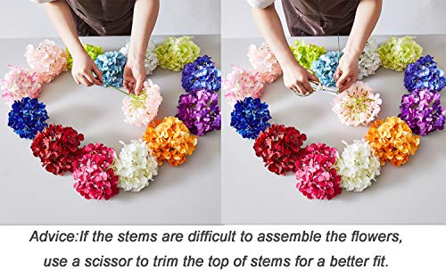 Silk Hydrangea Dusty Blue Artificial Faux Flowers - 10pcs with Stems for Wedding Bridal Show Decor - color: 10pcs Dusty Blue, size: Large