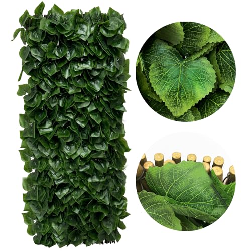 Expandable Fence Privacy Screen for Balcony Patio Outdoor,Decorative Faux Ivy Fencing Panel,Artificial Hedges (Single Sided Leaves)…2 - color: Green