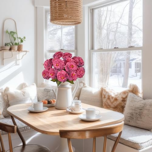 2 Pcs Artificial Flowers Zinnias Silk Flowers with Stems Zinnia Elegans Artificial Flowers for Outdoors Floral Arrangements Table Centerpieces Wedding Party Home Spring Summer Decor Rose Red - color: Rose Red