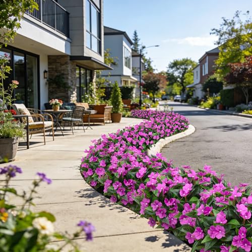 Ouddy Decor 6 Bundles Artificial Flowers for Outdoors Decorations, Fake Silk Flowers Faux Plants Plastic Bouquet UV Resistant for Porch Garden Wedding Spring Summer Indoor Outside Home Decor, Purple - color: Purple