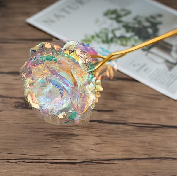 18 Pcs Galaxy Rose Colorful Rainbow Artificial Flowers Crystal Flower Best Gifts for Mother's Day Thanksgiving Valentine's Day Girl's Birthday Party