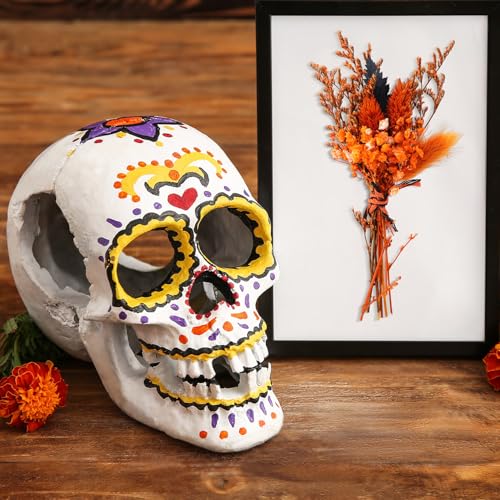 10/12/24/36 Pack Mini Dried Flowers for Vase Summer Halloween Wedding Various Mini Bouquet Dried Small Wildflowers Natural Flowers Bulk for Crafts DIY Decor (12, Orange Black 1) - size: Orange Black 1