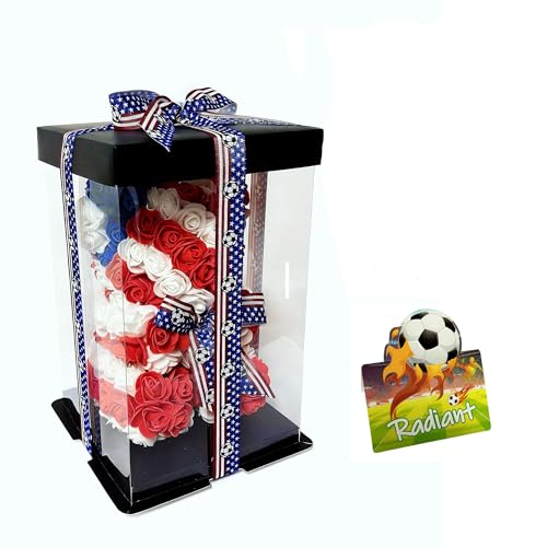 United States LED Artificial Rose Flower Bear, Valentine's Mother's Day, Christmas, Birthday,Thanksgiving Party Anniversary Girl Friend Wife Light Strips and Greeting Cards (US) - color: Us