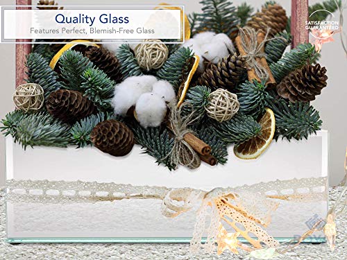 Royal Imports Flower Glass Vase Decorative Centerpiece for Home or Wedding - Oblong Rectangle Shape, 12" Long, 4" Hx4 W Opening, Mirror - color: Mirror, size: 12" (4x4)