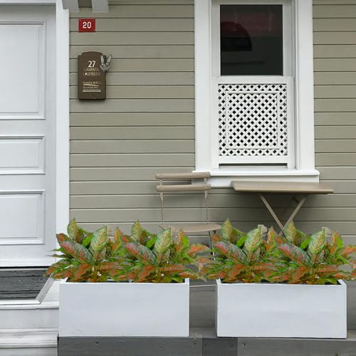 4 Pcs Artificial Hosta Plants Outdoor, 16" Fake Tropical Green Plants, UV Resistant, Realistic, Faux Green Leaf Stems for Home Offices Outside Porch Patio Balcony Garden Indoor Table Décor - color: Red, size: 4 Pcs