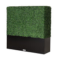 Artificial Boxwood Hedge Wall,Greenery Fake Faux Grass Backdrop Divider with Black Steel Planter Box,Outdoor Privacy Panels for Patio,Balcony,Restaurant,Garden,Party Décor 48" WX48 HX14 D - size: 48"WX48"HX14"D