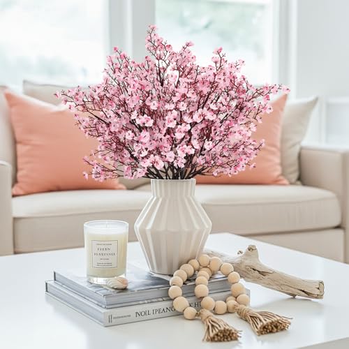Babys Breath Artificial Flowers, 8 Bundles Cherry Blossom Pink Real Touch Fake Silk Flowers Bulk for Vase Home Office Wedding Spring Indoor Outdoor Centerpiece Table Mother's Day Decorations - color: Cherry Blossom Pink, size: 8 Bundles