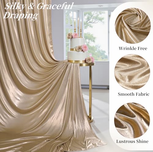 10ftx10ft Champagne Sequin Backdrop Curtain for Parties, Wrinkle Free Thick Glitter Sparkle Photo Backdrop Drapes 2 Panels 5x10FT Shimmer Back Drop Cloth for Wedding Birthday Photography Background - color: Champagne, size: 5'W×10'H _2 Panels