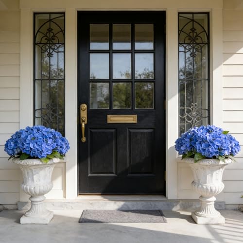 INXUGAO Artificial Flowers Fake Outdoor Hydrangea Bouquets with Long Stems, 3Pcs 18" Faux Blue Hydrangeas with Latex Real Touch for Outdoors, Wedding, Baby Shower and Party Decor - color: Blue