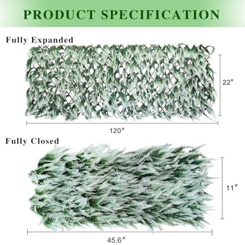 Expandable Fence Privacy Screen for Balcony Patio Outdoor,Decorative Faux Ivy Fencing Panel,Artificial Hedges (Single Sided Leaves)…1 - color: GREEN&WHITE
