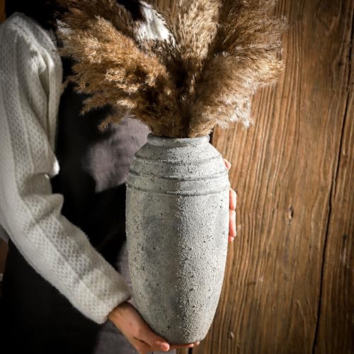 Large Ceramic Rustic Vase, 12.87 inch Tall Vintage Farmhouse Flower Pottery Vase for Home Decor, Living Room Shelf Decor,Enterway, Table Decoration - color: 101-3-12.87in