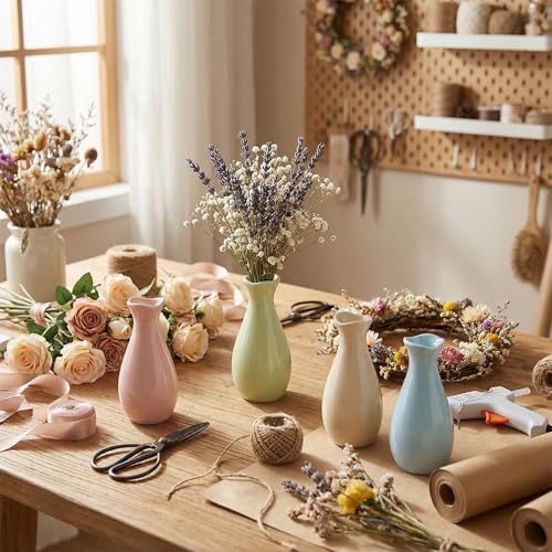 Simple Vase for Flowers Plants, Small Cute Flower Vase for Modern Table Shelf Home Decor Wedding Boho Decor, Farmhouse (6pc-XJH-Blue) - color: 6pc-xjh-blue